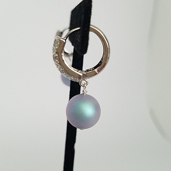 Silver Cubic Zirconia & Swarovski Pearl Earrings - Picture 2 of 5